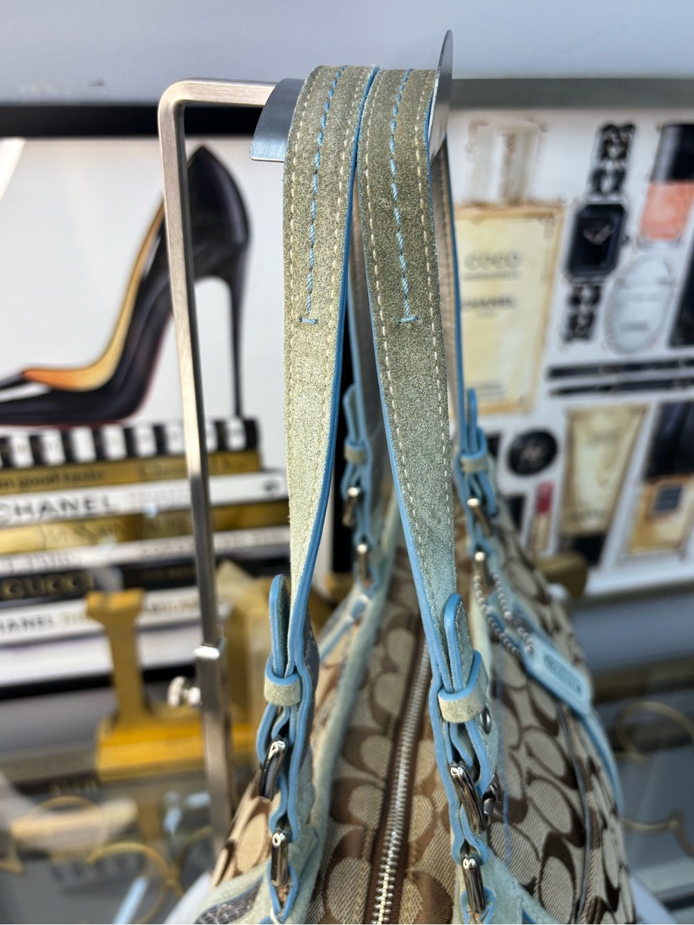 Coach 2005 vintage y2k Signature Gallery Beaded Tote w/ matching wallet GUC - Picture 9 of 17
